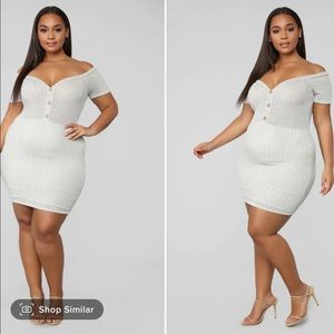 Gray “Comfortably Cute Ribbed Mini Dress” Fashion Nova. Size 3X. Oatmeal color.